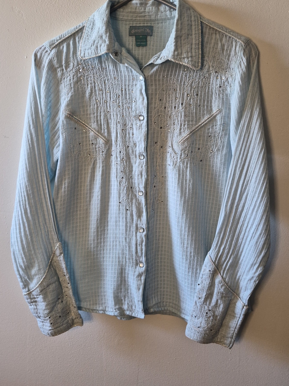 Cowgirl Up Rhinestone Western Pearl Snap Shirt